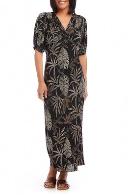 Karen Kane Palm Print Puff Sleeve Maxi Dress at Nordstrom