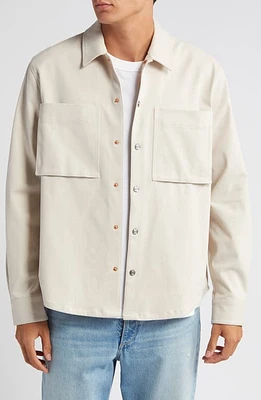 VAYDER Oversize Stretch Twill Snap-Up Overshirt Ecru at Nordstrom,