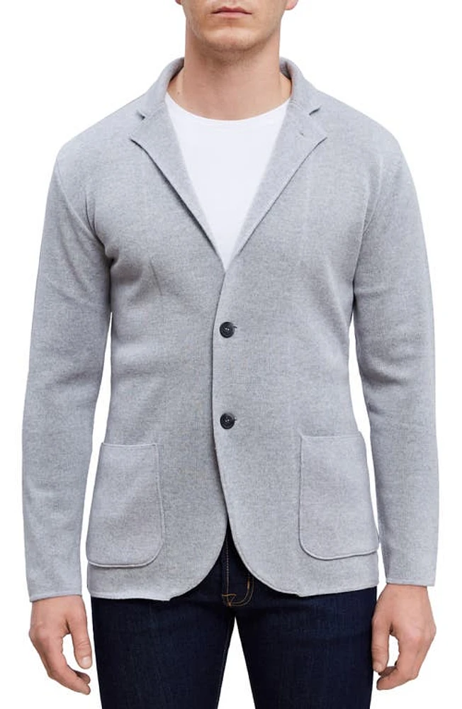 Emanuel Berg Notched Lapel Light Grey Premium Merino Wool Cardigan at Nordstrom,