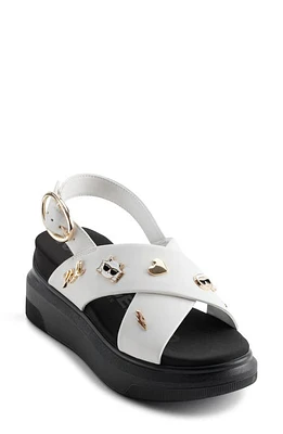 Karl Lagerfeld Paris Tilda Platform Wedge Sandal in Bright White at Nordstrom, Size 9.5