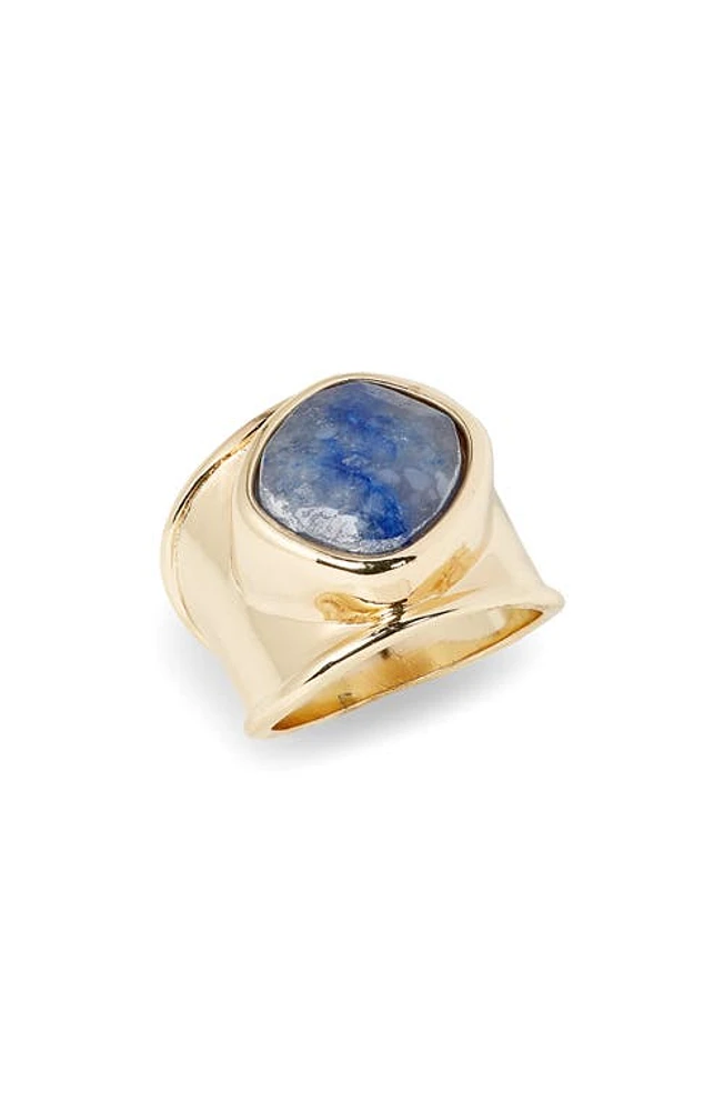 Nordstrom Blue Aventurine Wide Band Ring in Blue Aventurine- Gold at Nordstrom, Size 8