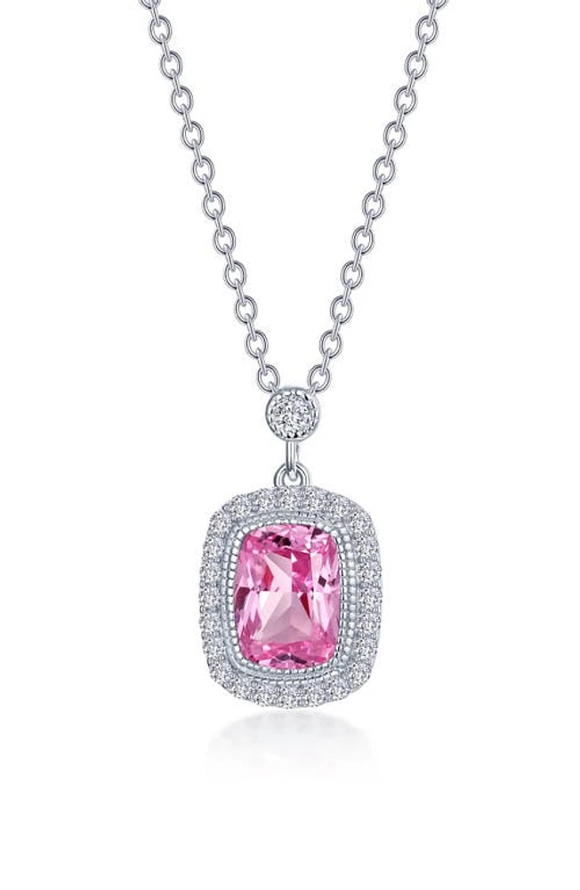 Lafonn Fancy Lab Created Sapphire & Simulated Diamond Pendant Necklace in Pink at Nordstrom, Size 20