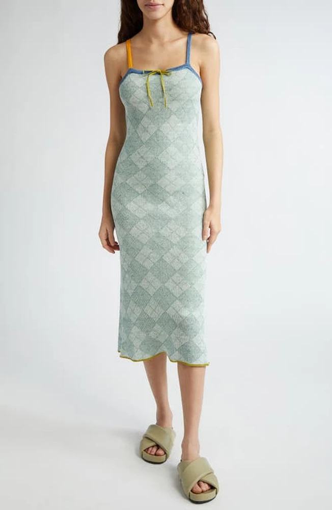 YanYan Argyle Linen Tank Sweater Dress Jade at Nordstrom,