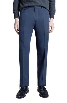 Santorelli Flat Front Cotton Blend Pants Navy at Nordstrom,