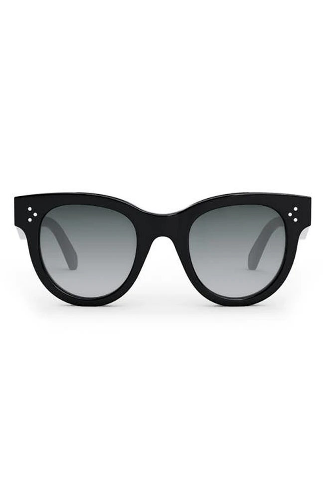 CELINE Bold 3 Dots 48mm Square Sunglasses in Shiny Black /Gradient Smoke at Nordstrom