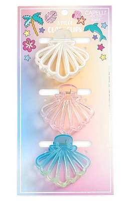 Capelli New York Kids' Assored 3-Pack Seashell Jaw Hair Clips in White Multi at Nordstrom