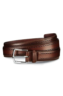 Allen Edmonds Manistee Brogued Leather Belt Dark Chili at Nordstrom,