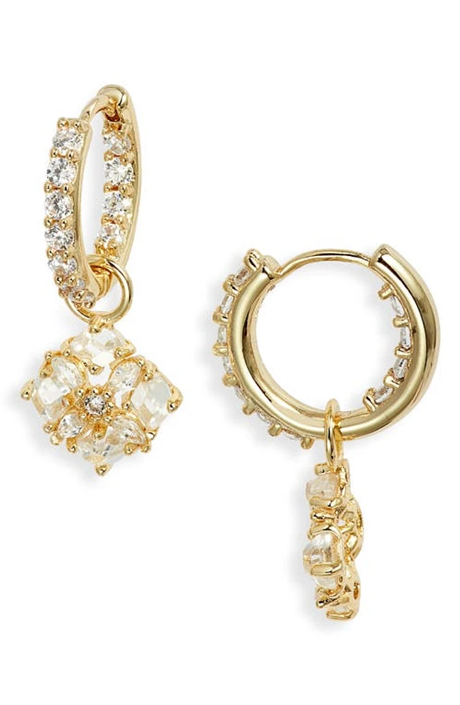 Kendra Scott Dira Cubic Zirconia Drop Huggie Hoop Earrings in Gold White Crystal at Nordstrom