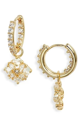 Kendra Scott Dira Cubic Zirconia Drop Huggie Hoop Earrings in Gold White Crystal at Nordstrom