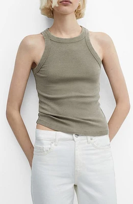 MANGO Boniw Rib Tank Top Khaki at Nordstrom,