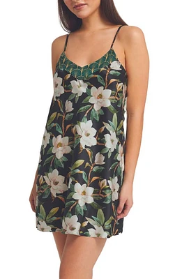 INEJ Magnolia Floral Washable Stretch Silk Pocket Chemise Print at Nordstrom,