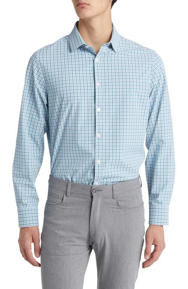 Mizzen+Main Leeward Trim Fit Deep Sea Oaklawn Check Performance Button-Up Shirt at Nordstrom