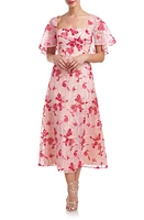 JS Collections Lola Floral Embroidery Cocktail Dress Raspberry at Nordstrom,