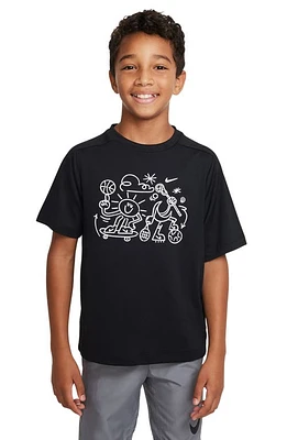 Nike Kids' Dri-FIT Multi+ Training Tee in Black/White at Nordstrom, Size Xl