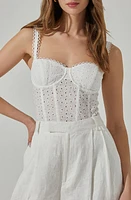 ASTR the Label Eyelet Embroidered Corset Top White at Nordstrom,