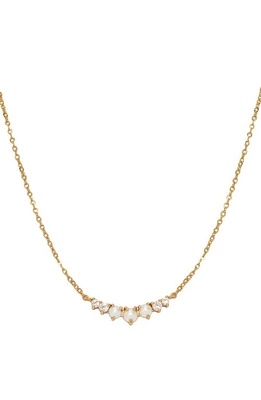 MADE BY MARY Freshwater Pearl & Cubic Zirconia Bar Pendant Necklace in Gold at Nordstrom, Size 16