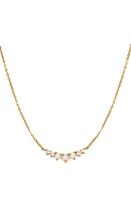 MADE BY MARY Freshwater Pearl & Cubic Zirconia Bar Pendant Necklace in Gold at Nordstrom, Size 16