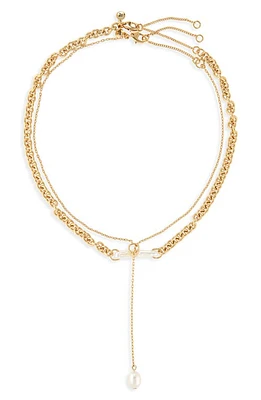 Madewell Set of Two Freshwater Pearl Necklaces in Pale Gold at Nordstrom