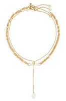 Madewell Set of Two Freshwater Pearl Necklaces in Pale Gold at Nordstrom