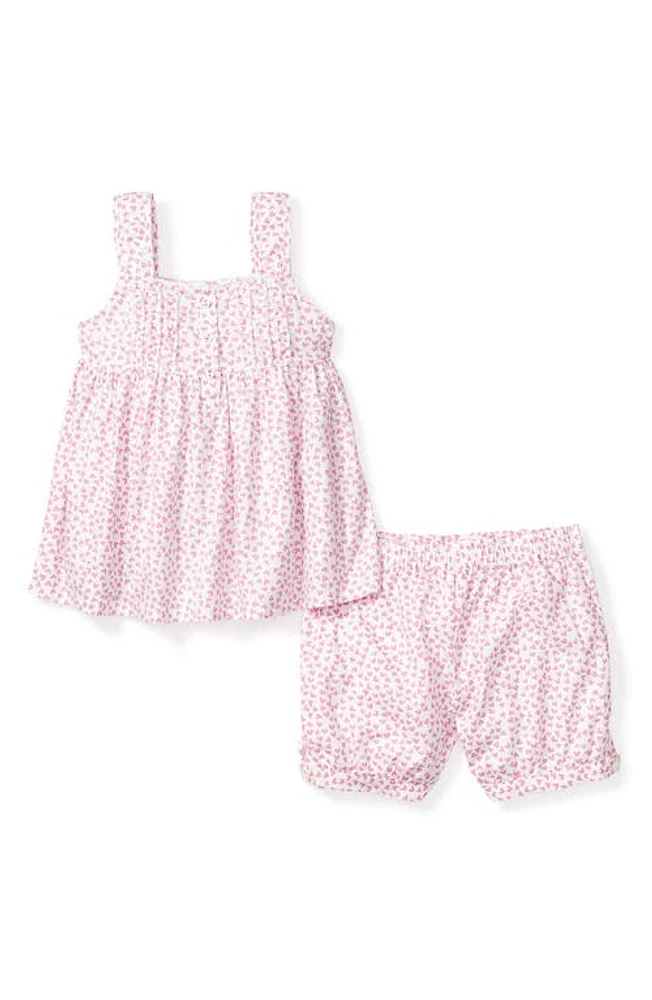 Petite Plume Kids' Sweethearts Print Two-Piece Short Pajamas Pink at Nordstrom,