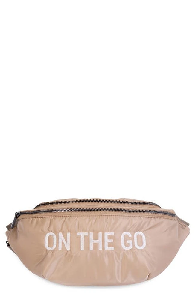 CHILDHOME On The Go Water Repellent Belt Bag in Puffer Beige at Nordstrom