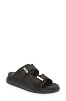 Alexander McQueen Oversize Slide Sandal Black/Silver at Nordstrom,