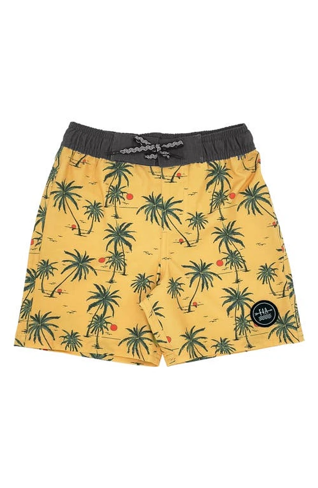 Feather 4 Arrow Sunset Tropics Board Shorts Buff Yellow at Nordstrom,