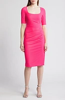 Black Halo Salvana Gathered Sheath Dress Neon Pink at Nordstrom,