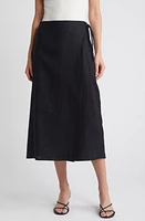 Rails Carly Linen Wrap Midi Skirt Black at Nordstrom,