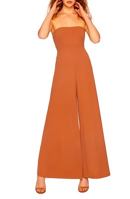 Susana Monaco Strapless Wide Leg Jumpsuit Umber at Nordstrom,