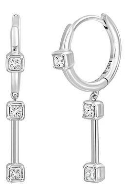 Bony Levy Aviva Diamond Station Drop Hoop Earrings in 18K White Gold at Nordstrom