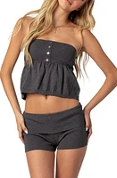 EDIKTED Cecelia Rib Tube Top Dark-Gray at Nordstrom,