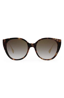 'Fendi Baguette 54mm Round Sunglasses in Havana /Gradient Brown at Nordstrom