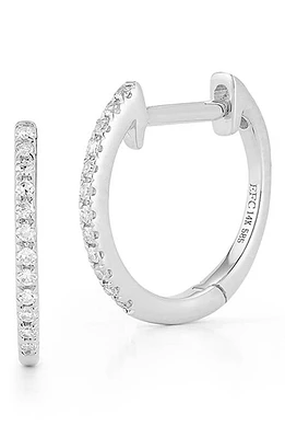 EF Collection Diamond Huggie Hoop Earrings in 14K White Gold at Nordstrom