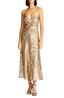 HALSTON Alessandra Sequin Dress Gold Tonal at Nordstrom,