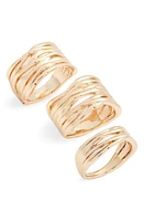 Open Edit Set of 3 Woven Rings Gold at Nordstrom,