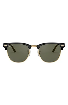 Ray-Ban 49mm Polarized Browline Sunglasses in Black/Crystal Green at Nordstrom