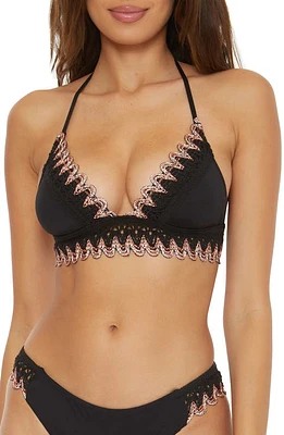 Becca Layla Crochet Trim Bikini Top Black at