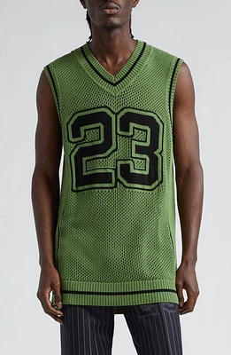 Off-White Varsity Net Openwork Sweater Tank Willow Bough Green at Nordstrom,