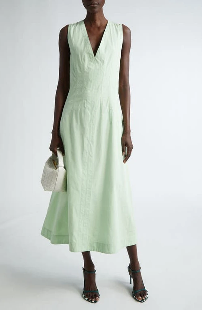 Bottega Veneta Compact Deep V-Neck Sleeveless Cotton Blend Dress Fresh Mint at Nordstrom, Us