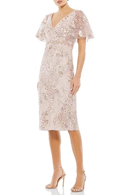 Mac Duggal Embellished Flutter Sleeve Lace Cocktail Dress Rose Pink at Nordstrom,