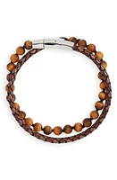 Jonas Studio Hand Knotted Tiger's Eye & Leather Bracelet in Tiger Eye at Nordstrom