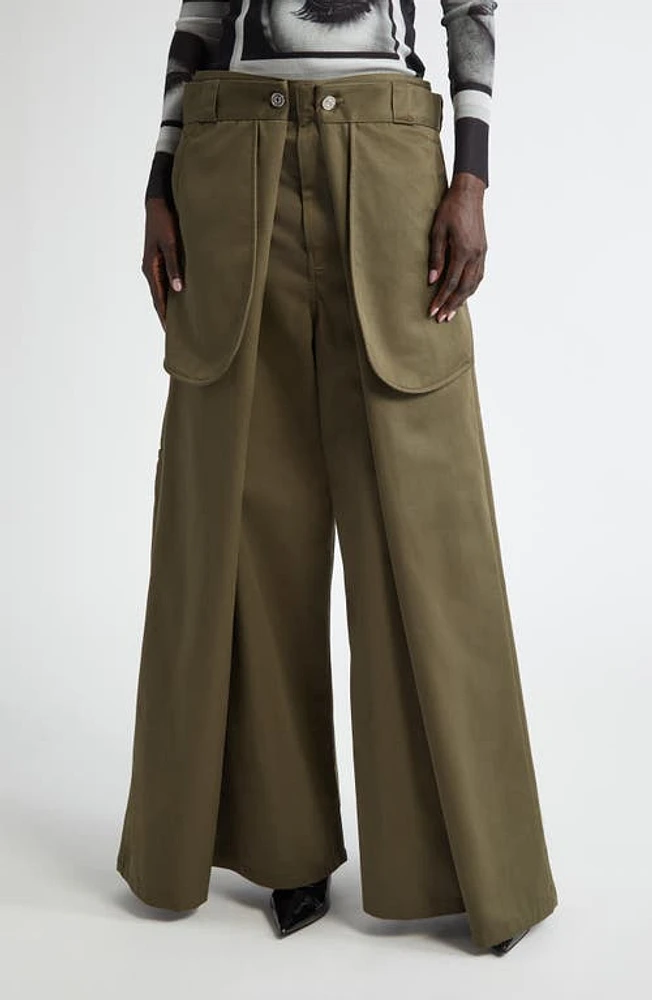 Jean Paul Gaultier Wide Leg Wrap Pants Khaki at Nordstrom,