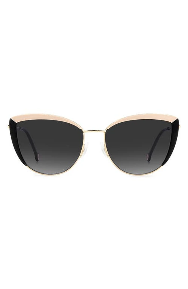 Carolina Herrera 58mm Cat Eye Sunglasses in Black Nude /Grey Shaded at Nordstrom