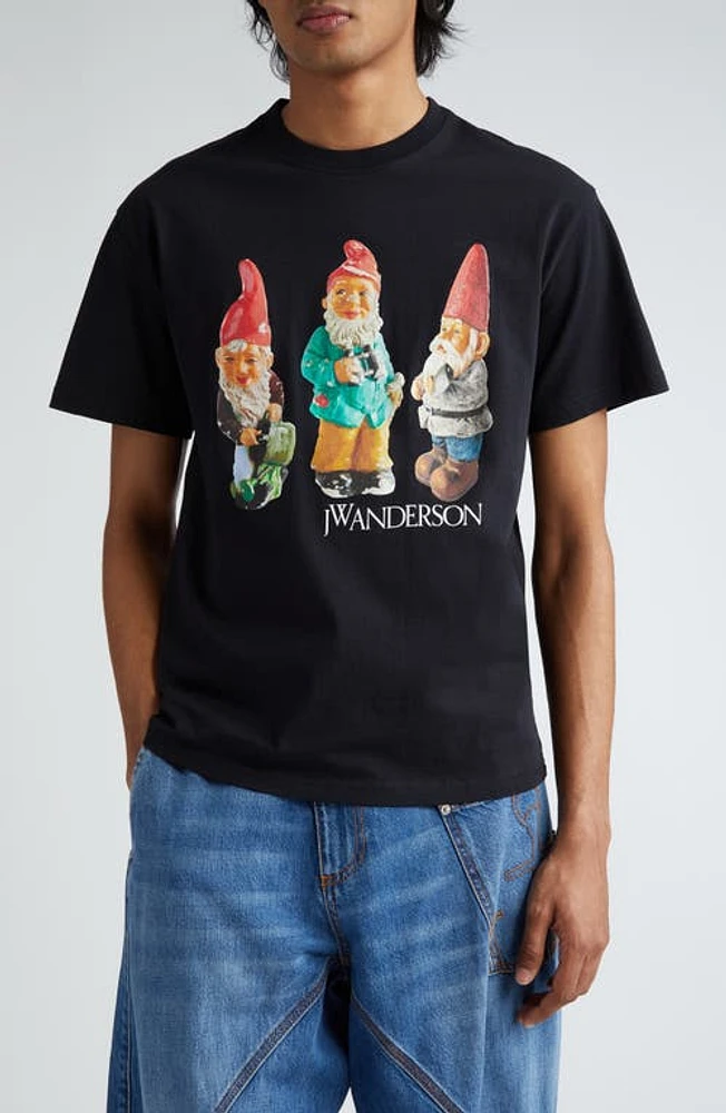 JW Anderson Gnome Trio Cotton Graphic T-Shirt in Black at Nordstrom, Size Large