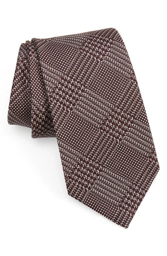 TOM FORD Geometric Grid Silk Tie in Multicolor Maroon at Nordstrom