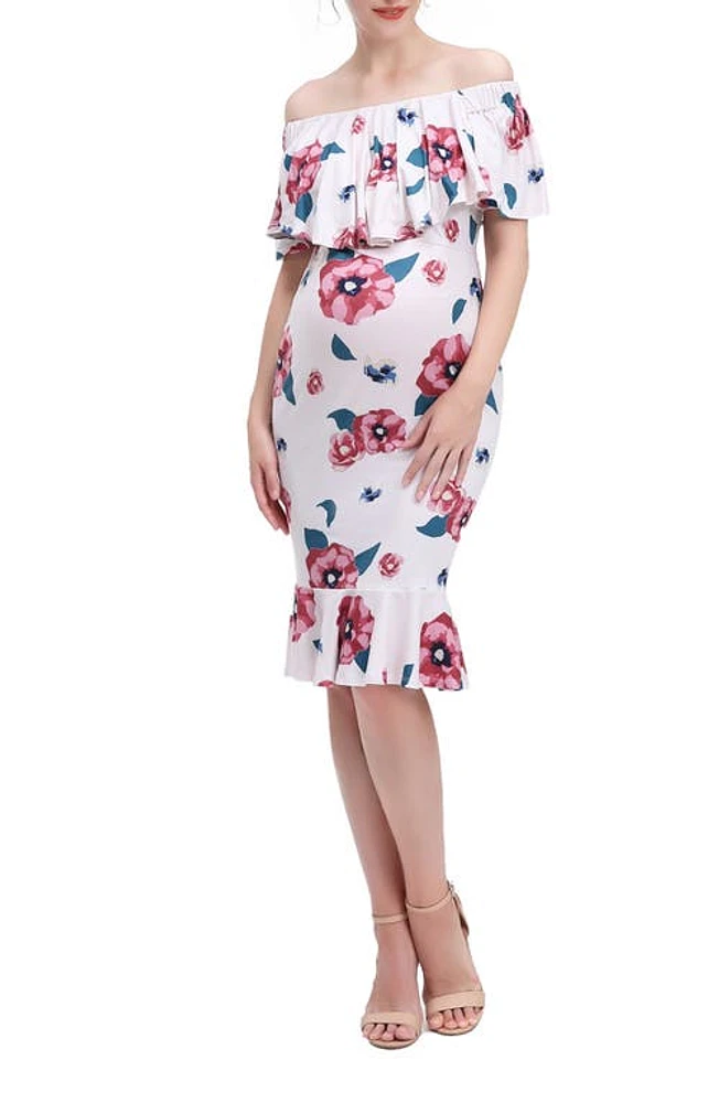 Kimi and Kai Kyla Floral Mermaid Hem Maternity/Nursing Dress Pink at Nordstrom,