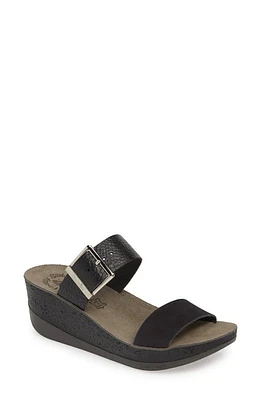 Fantasy Sandals Artemis Wedge Slide Sandal in Black Volcano Leather at Nordstrom, Size 8-8.5Us