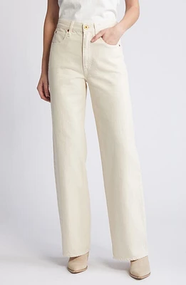 SLVRLAKE Grace High Waist Wide Leg Jeans Ecru at Nordstrom,