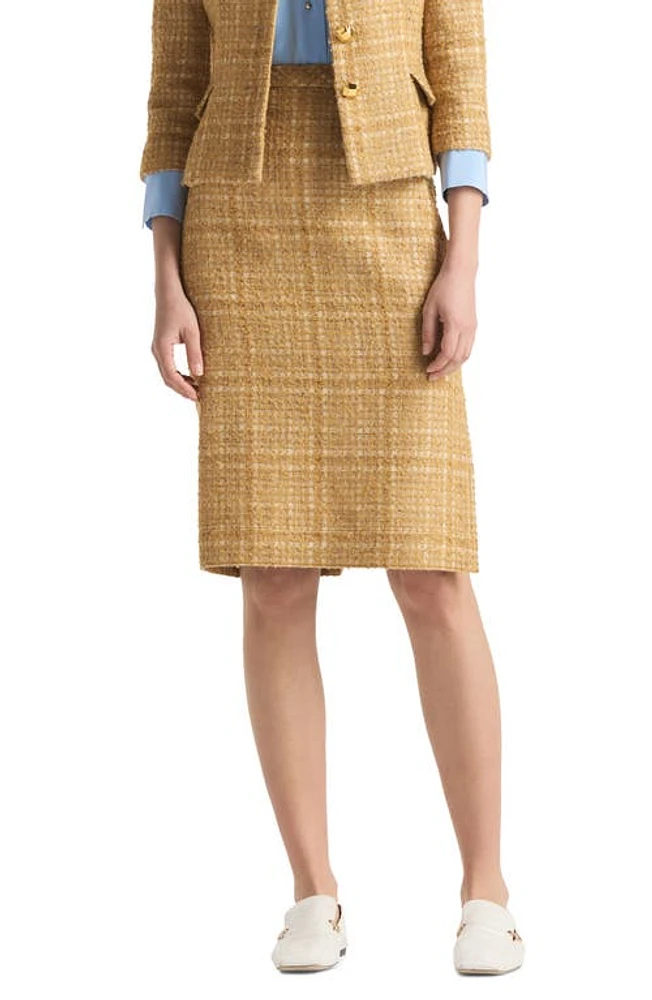 St. John Collection Tonal Tweed Side Slit Skirt Tan Multi at Nordstrom,